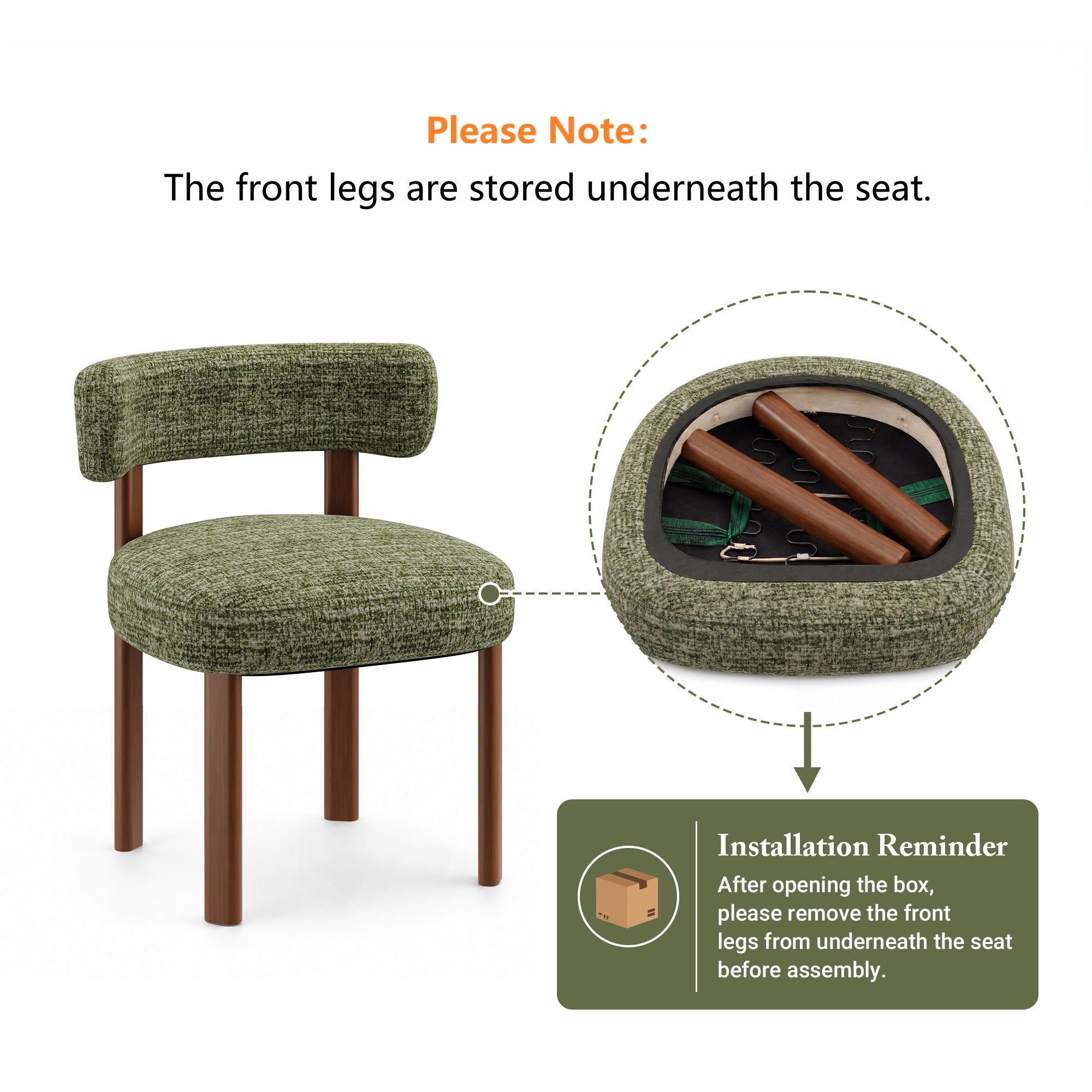 AFO Upholstered Dining Chairs with Solid Wood Legs, Mid-Century Modern Fabric Kitchen Chairs