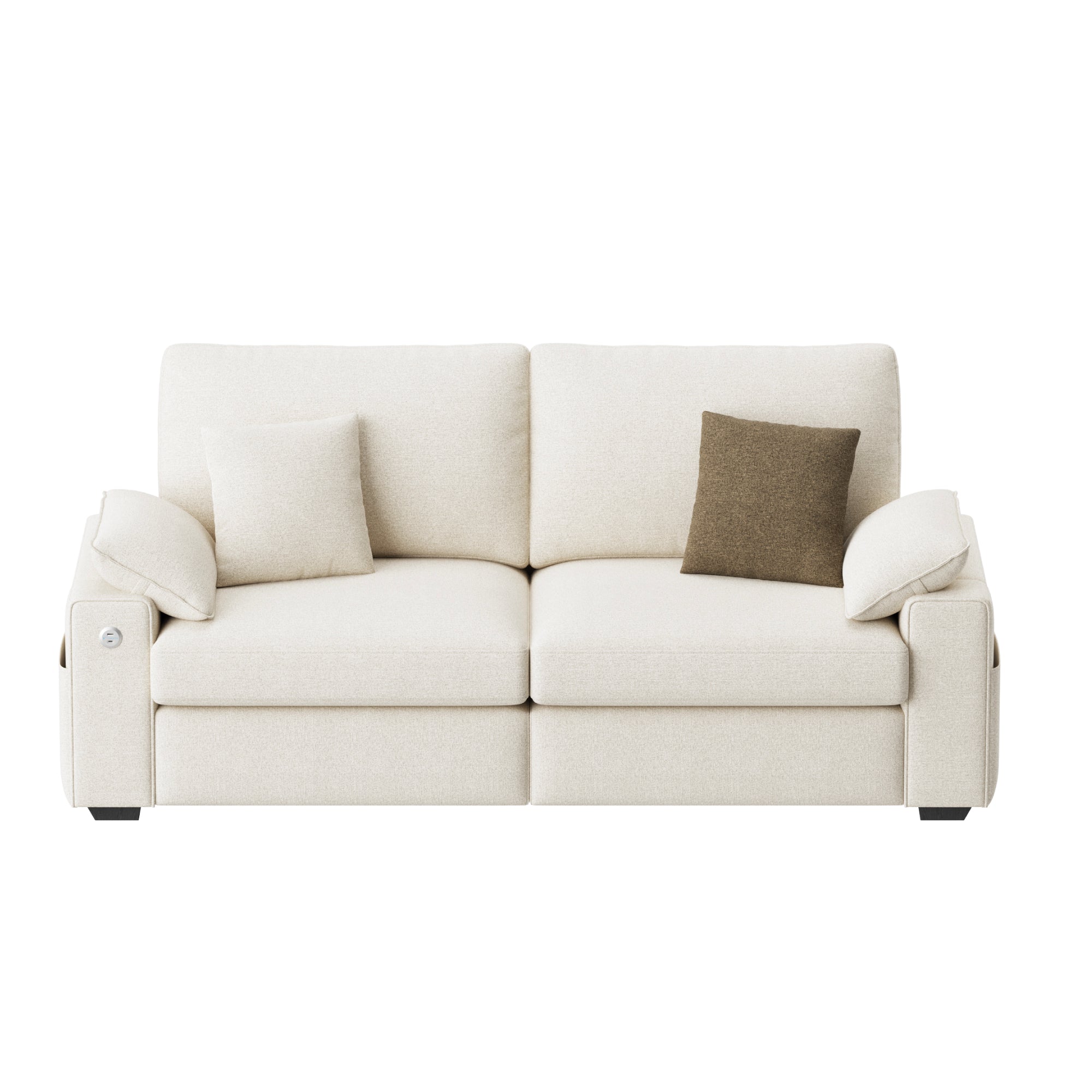 AFO Solid Wood Frame Sofa with Storage Arms and Charging Ports