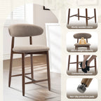 AFO Upholstered Counter Height Bar Stool - Ergonomic Back & Wooden Base