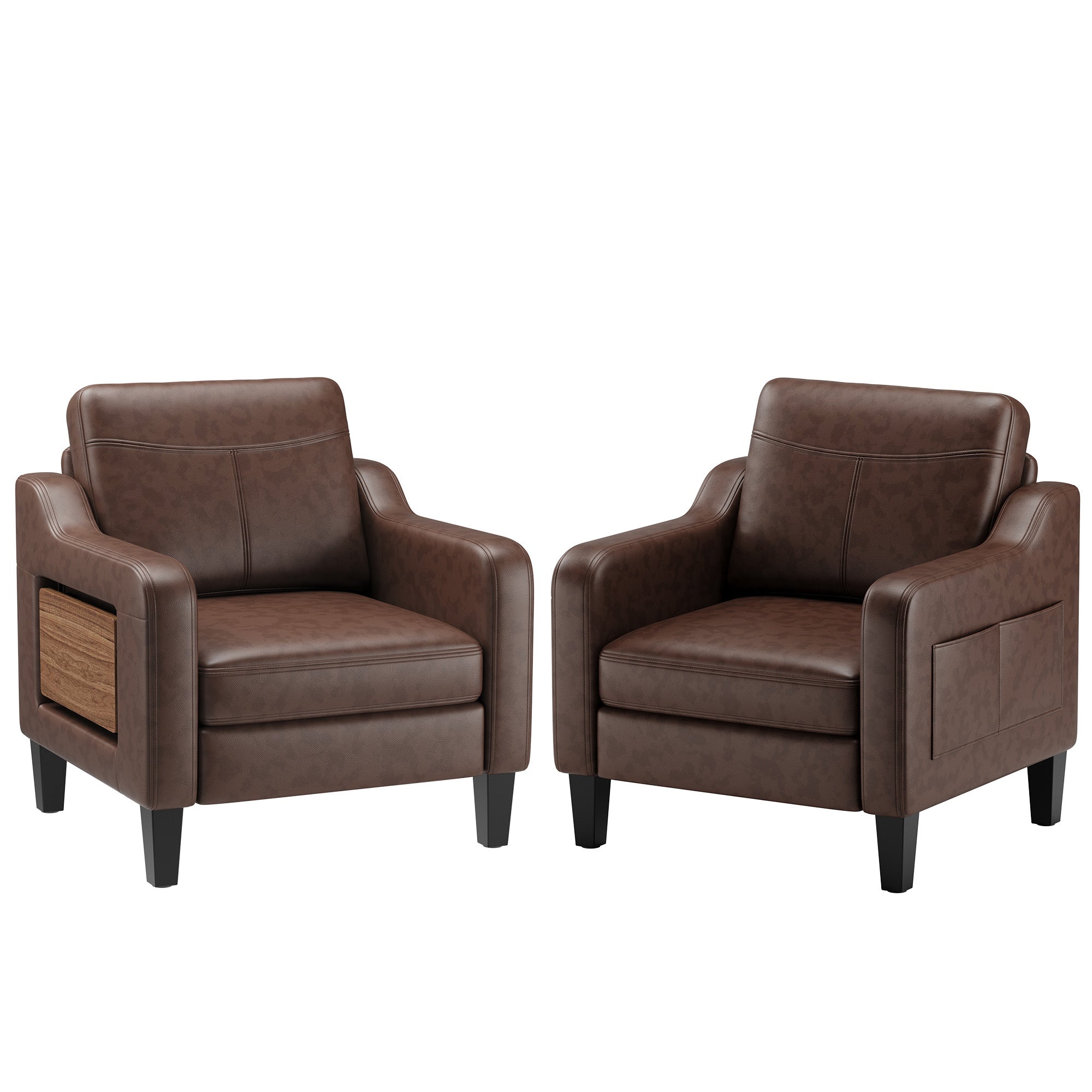 AFO Modern Upholstered Armchair, Accent Chair w/ 2 Side Pockets & Foldable Table