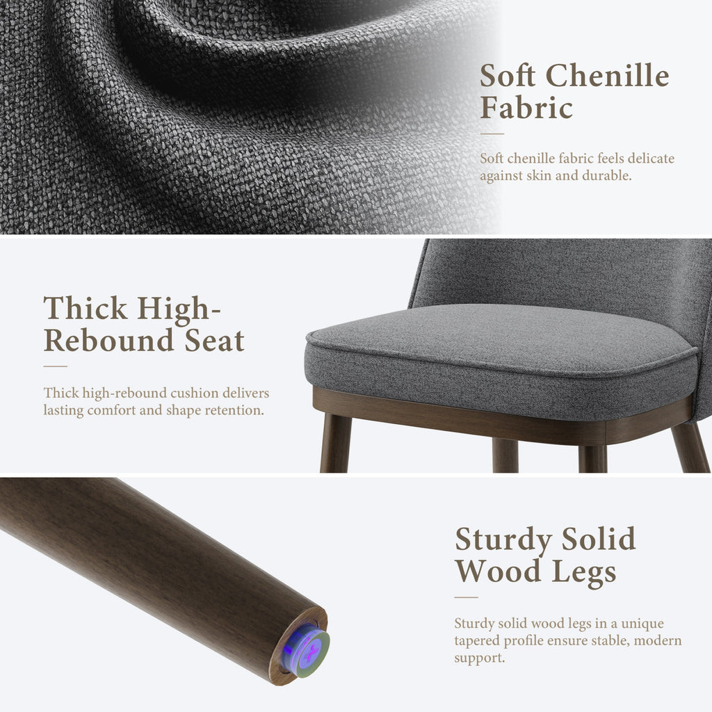 AFO Modern Dining Chairs, Upholstered Fabric Dining Room Chairs with High-Rebound Seat & Curved Backrest