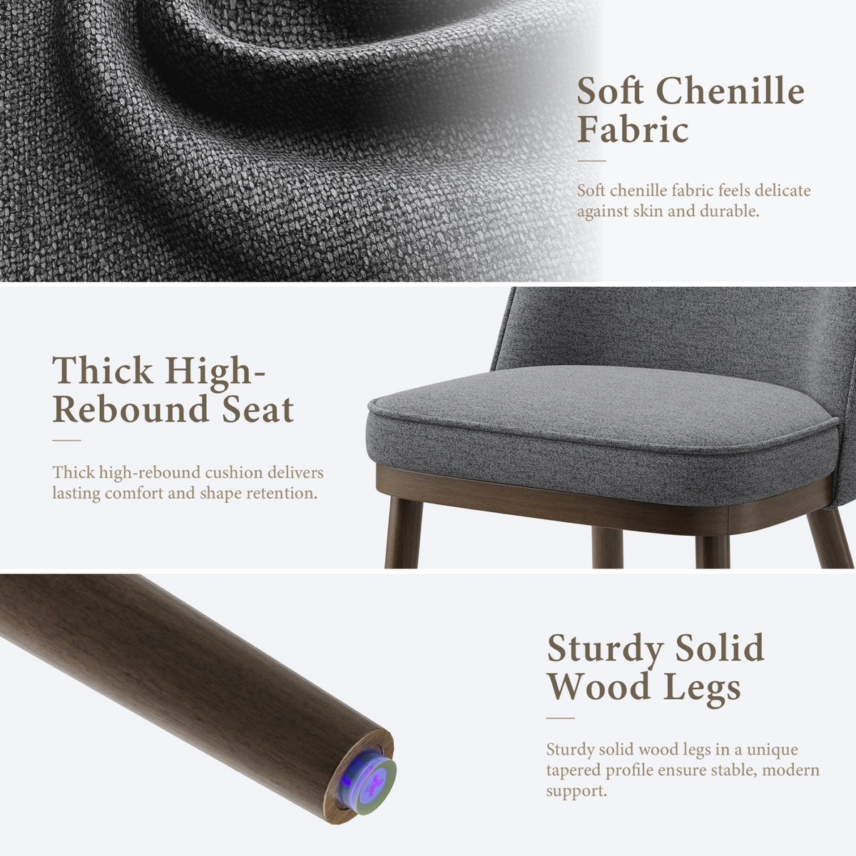 AFO Modern Dining Chairs, Upholstered Fabric Dining Room Chairs with High-Rebound Seat & Curved Backrest