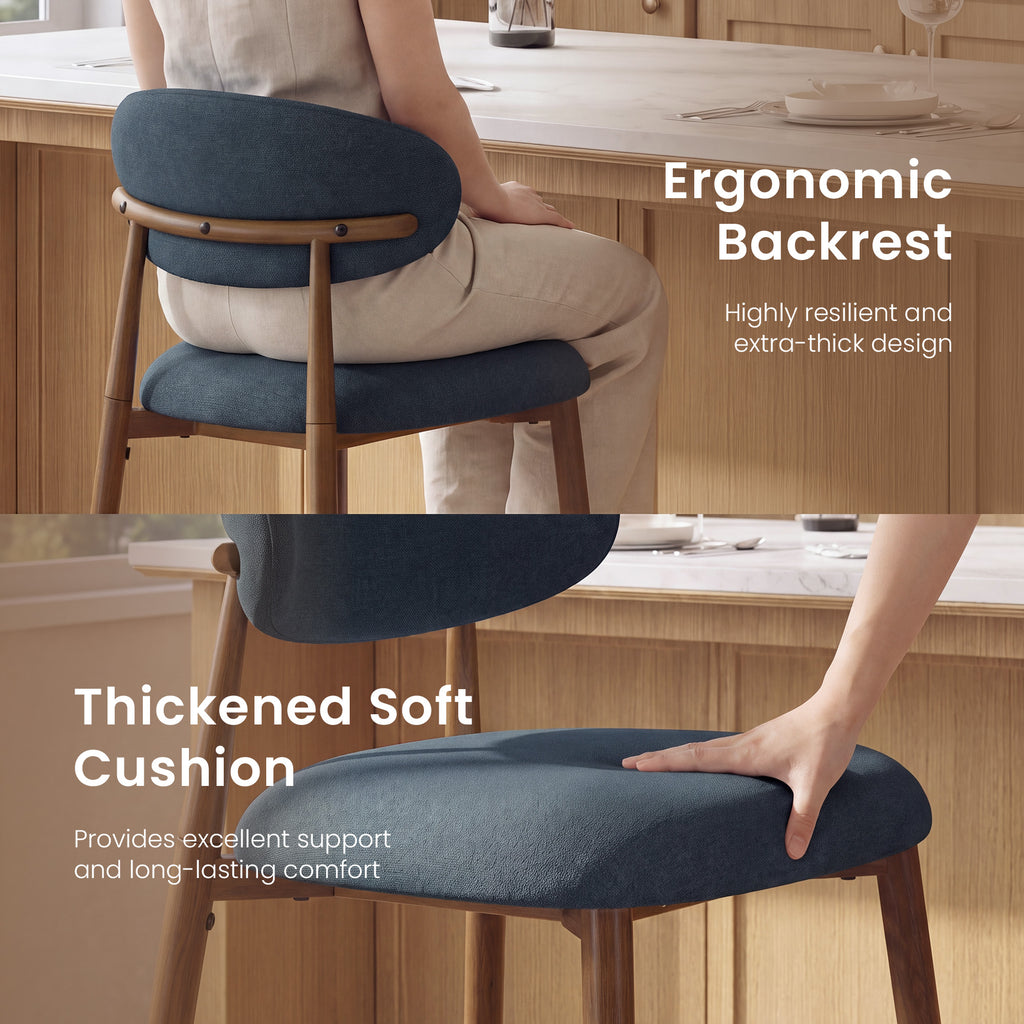 AFO Upholstered Counter Height Bar Stools, Kitchen Bar Stools With Ergonomic Curved Back & Footrest, Modern Counter Chairs for Kitchen Island Dining Room