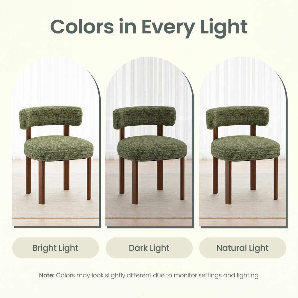 AFO Upholstered Dining Chairs with Solid Wood Legs, Mid-Century Modern Fabric Kitchen Chairs