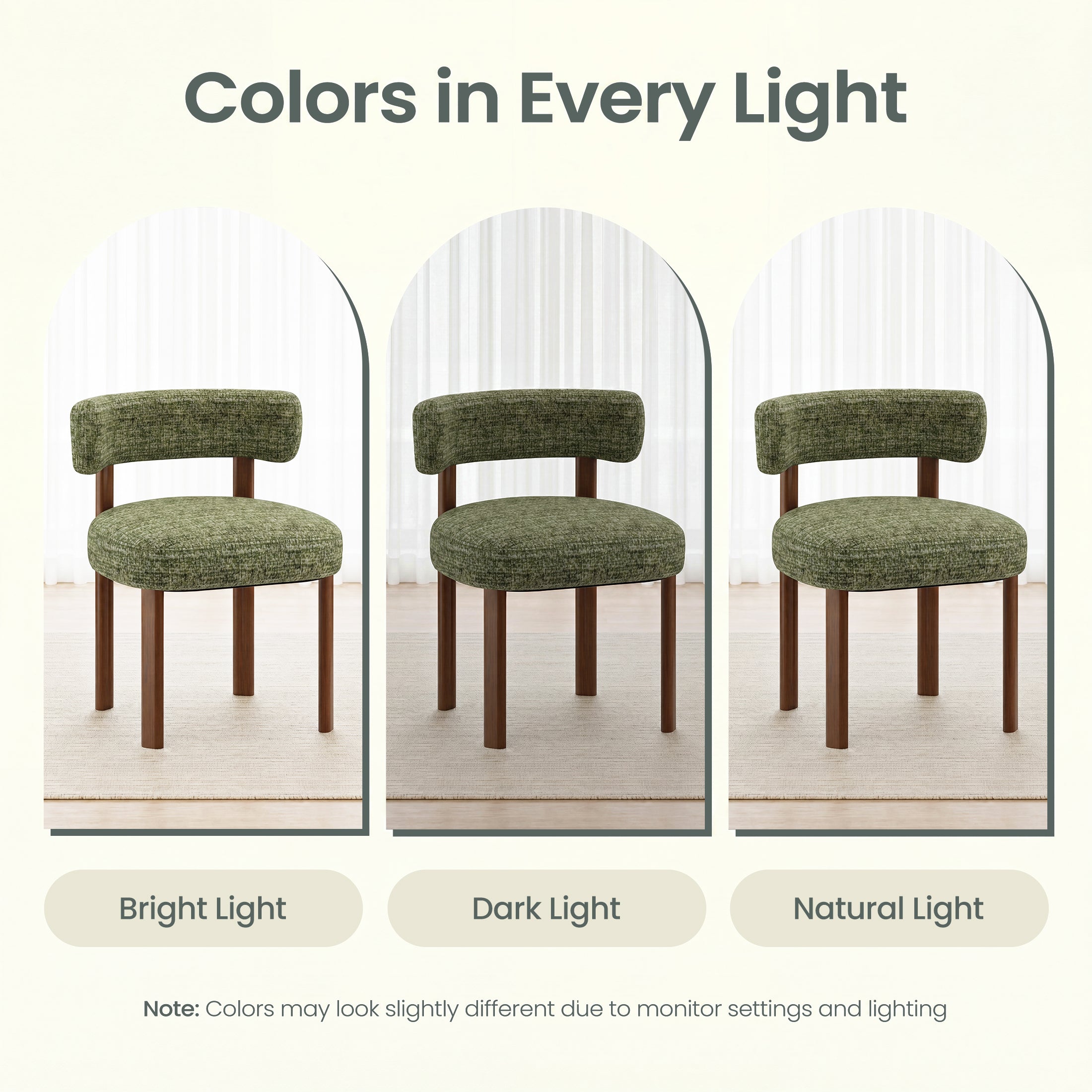 AFO Upholstered Dining Chairs with Solid Wood Legs, Mid-Century Modern Fabric Kitchen Chairs