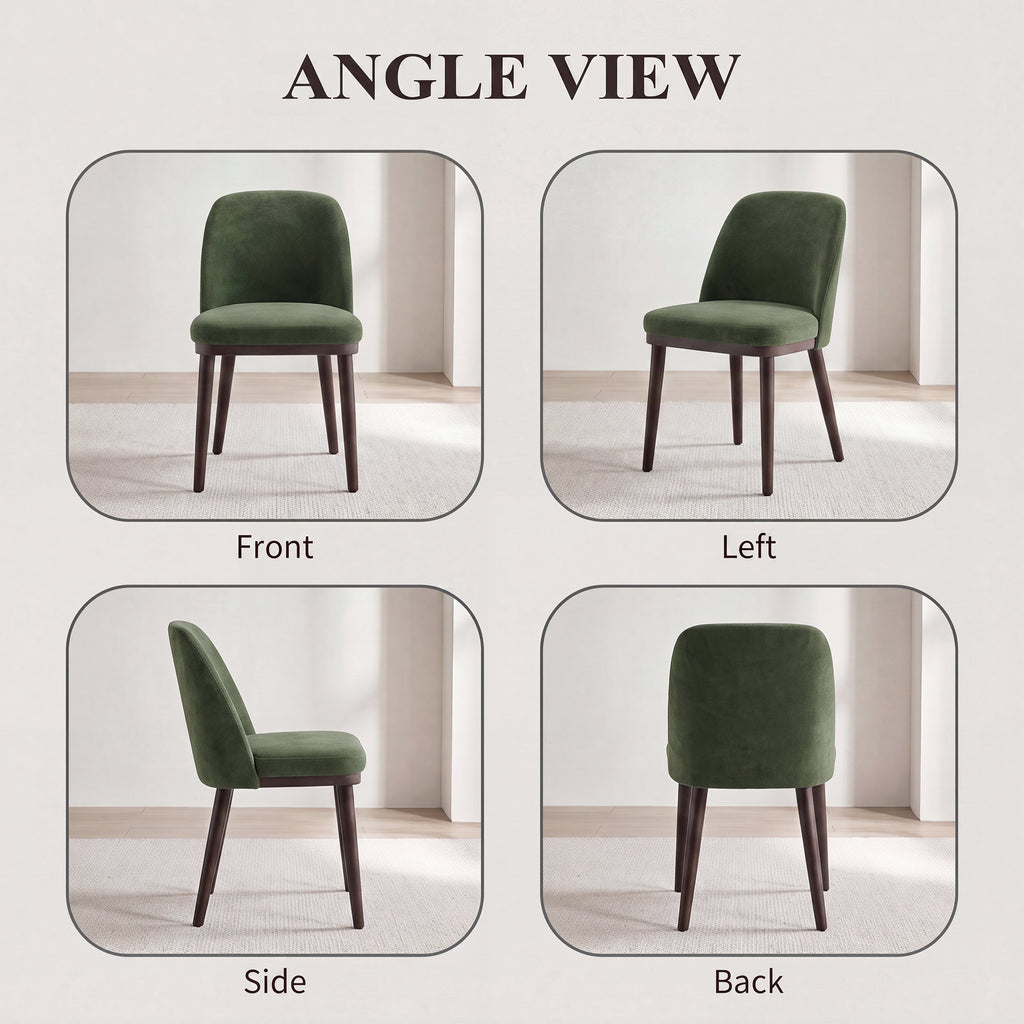 AFO Upholstered Dining Chairs Set of 2, Modern Padded Kitchen Chairs with Ergonomic Curved Back & Solid Wood Legs, For Dining Room & Kitchen