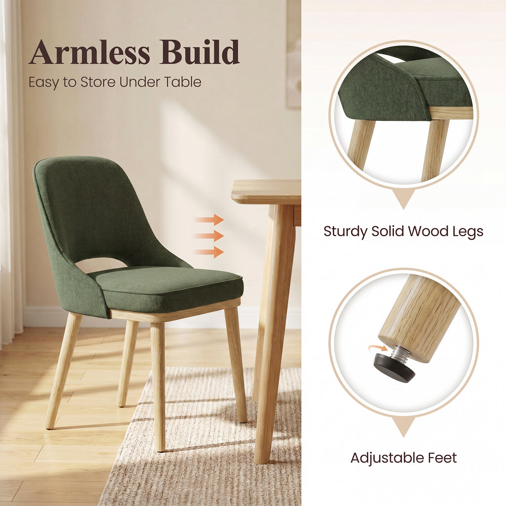Upholstered Mid-Century Dining Chair, Modern Kitchen Side Chair for Dining Room and Restaurant