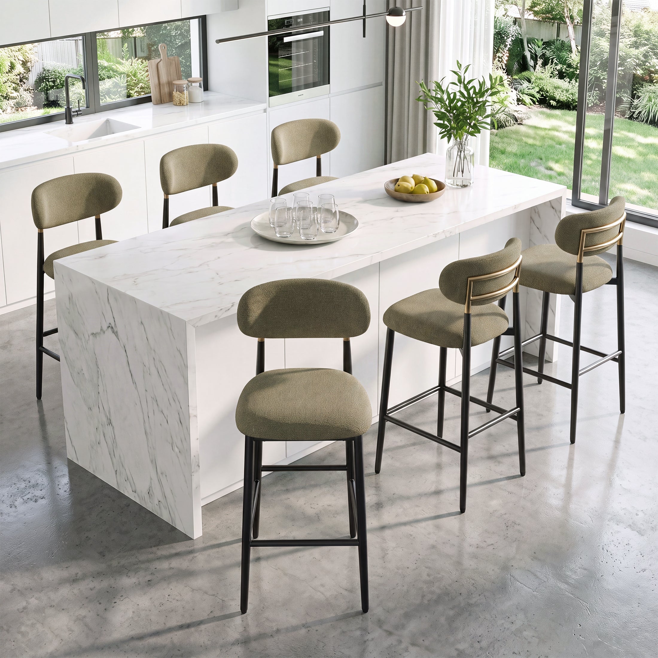 AFO 26.7" Upholstered Counter Height Bar Stools, Kitchen Island Stools With Study Metal Frame, Suitable for 35"-40" Table, Modern Counter Chairs for Dining Room