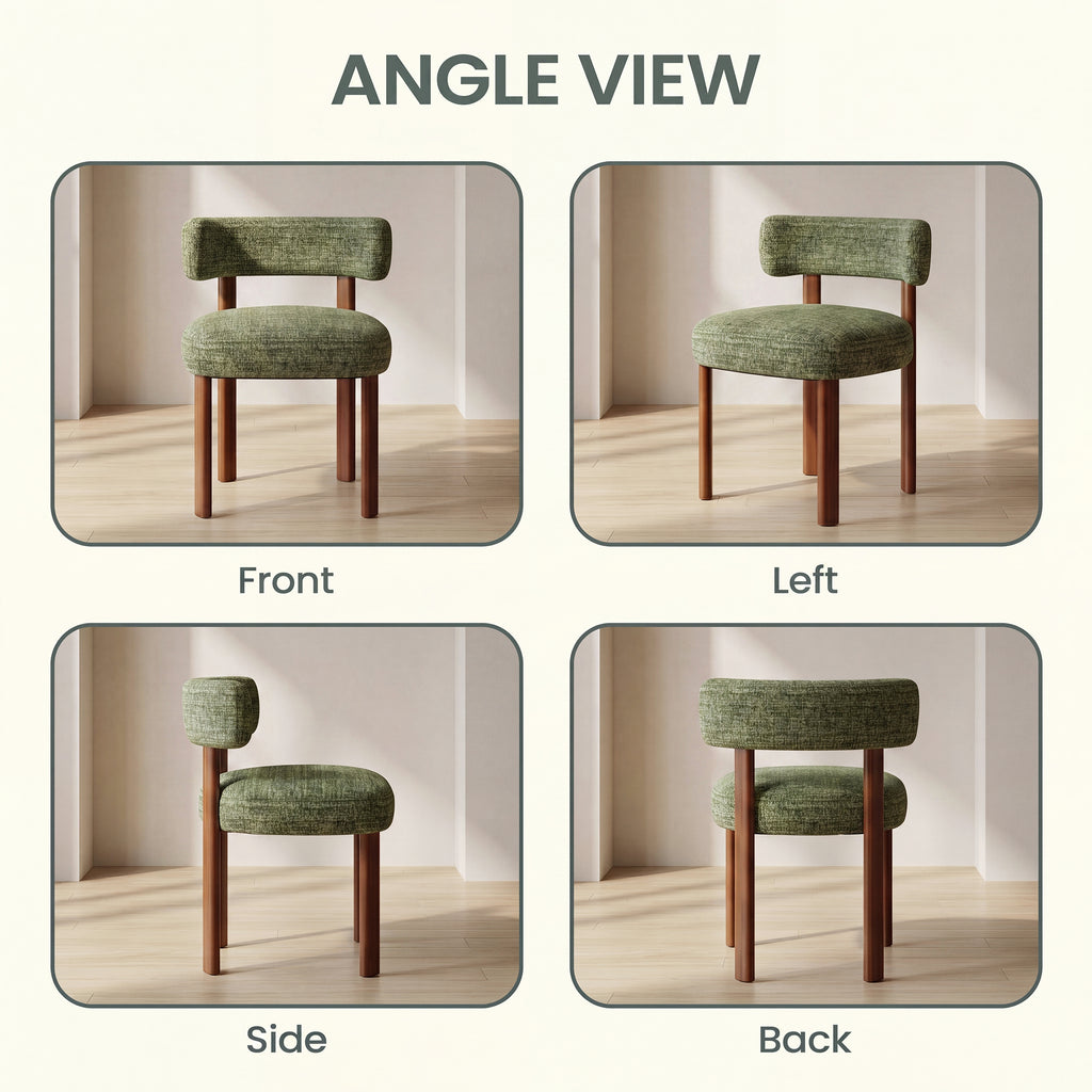 AFO Upholstered Dining Chairs with Solid Wood Legs, Mid-Century Modern Fabric Kitchen Chairs