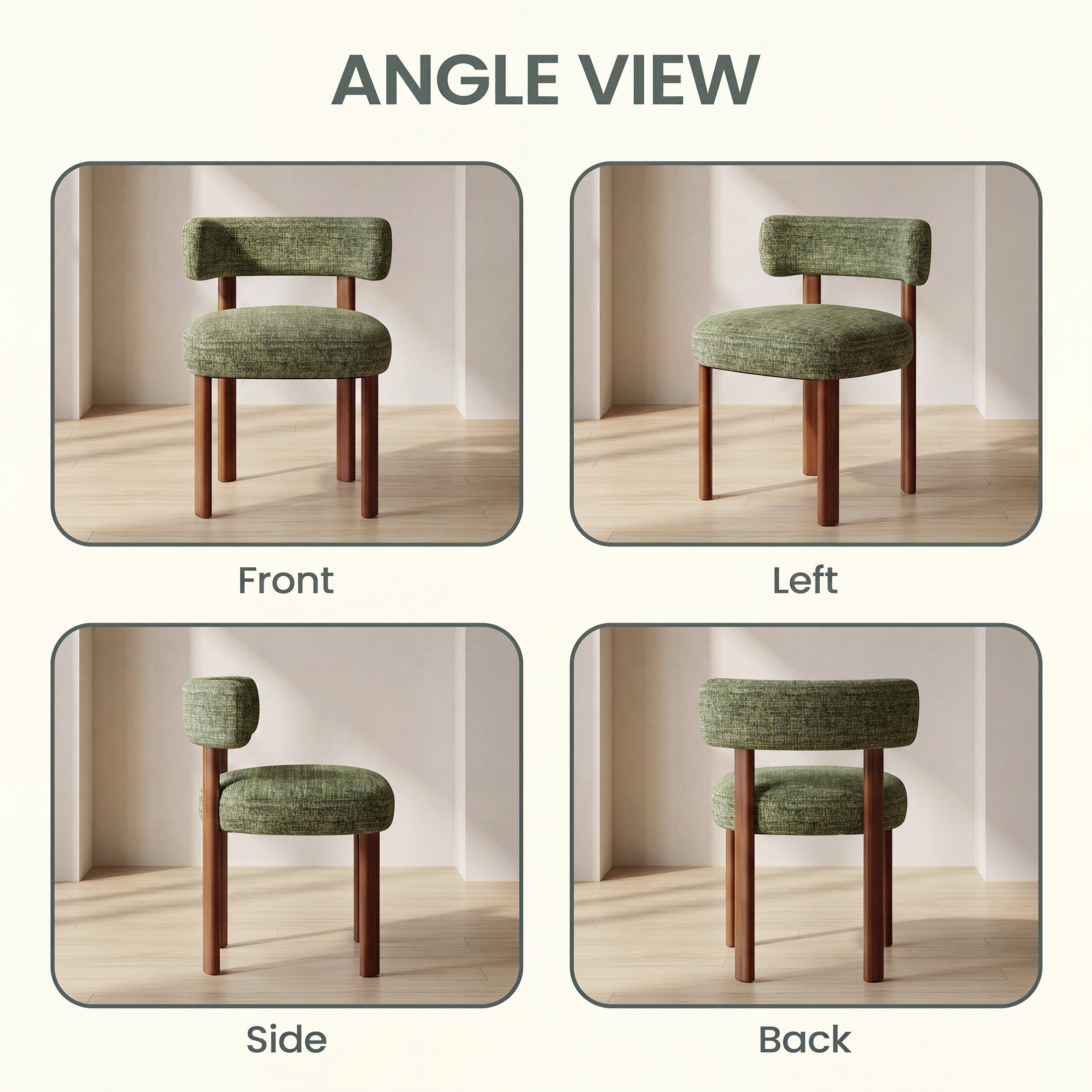AFO Upholstered Dining Chairs with Solid Wood Legs, Mid-Century Modern Fabric Kitchen Chairs