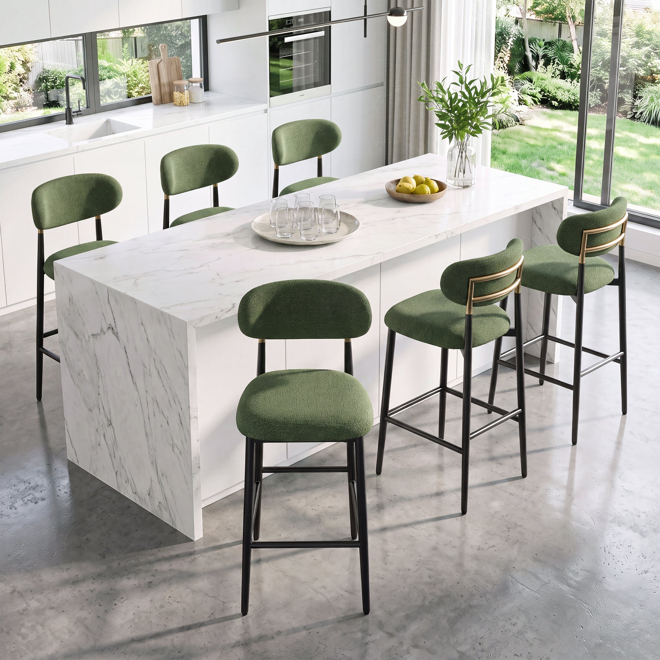AFO 26.7" Upholstered Counter Height Bar Stools, Kitchen Island Stools With Study Metal Frame, Suitable for 35"-40" Table, Modern Counter Chairs for Dining Room