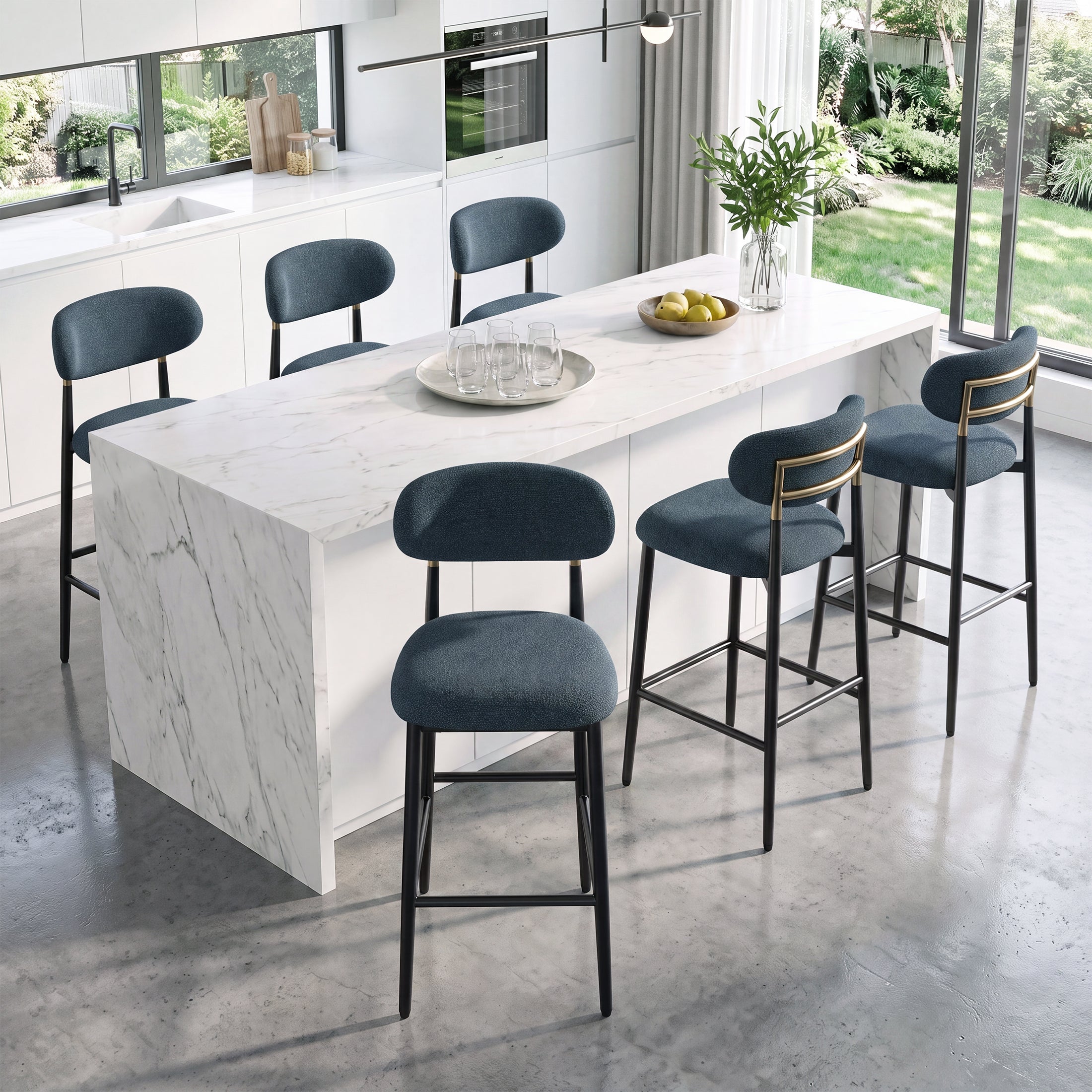 AFO 26.7" Upholstered Counter Height Bar Stools, Kitchen Island Stools With Study Metal Frame, Suitable for 35"-40" Table, Modern Counter Chairs for Dining Room