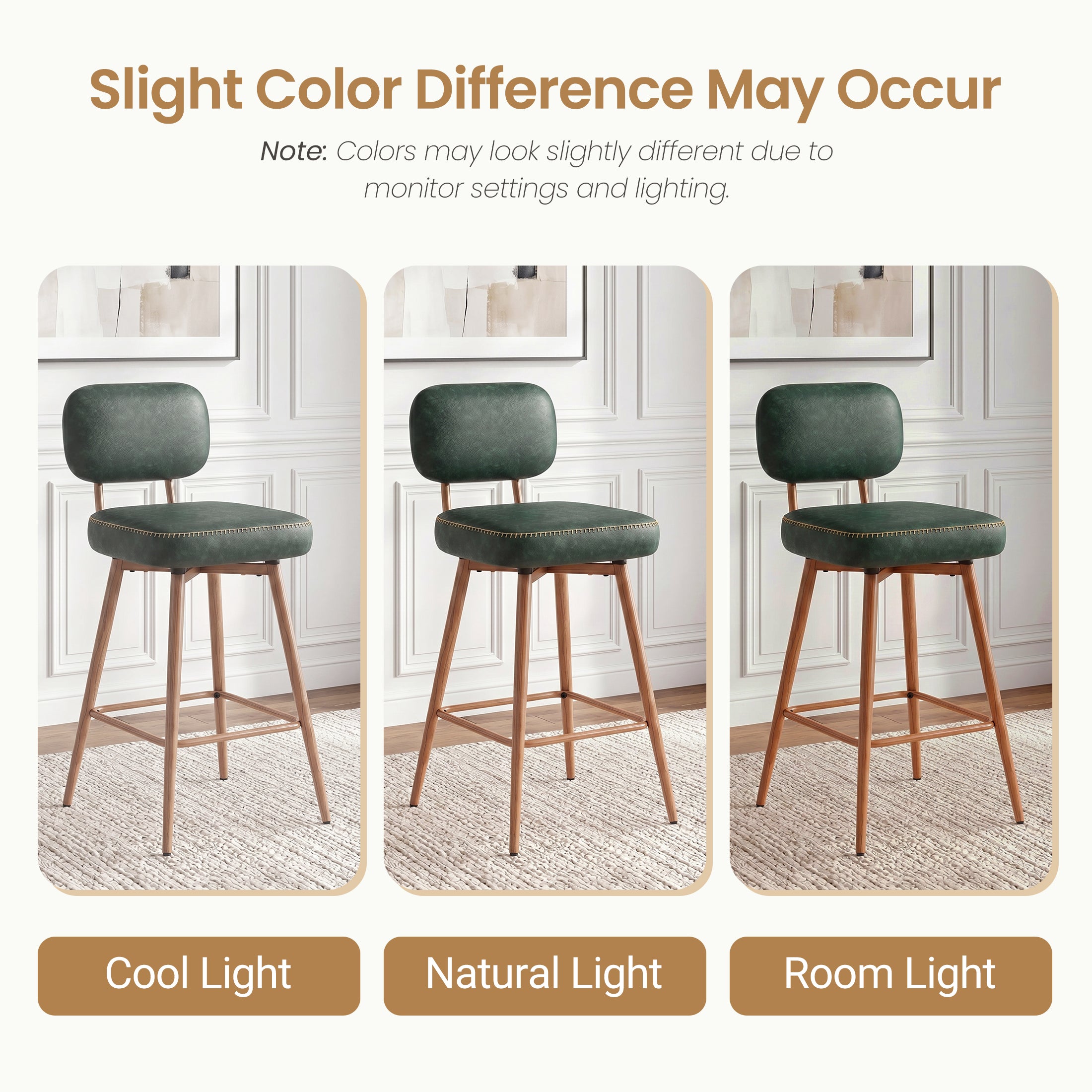 AFO 26.5" Counter Swivel Bar Stool, PU Leather Counter Height Barstools with Ergonomic Backrest