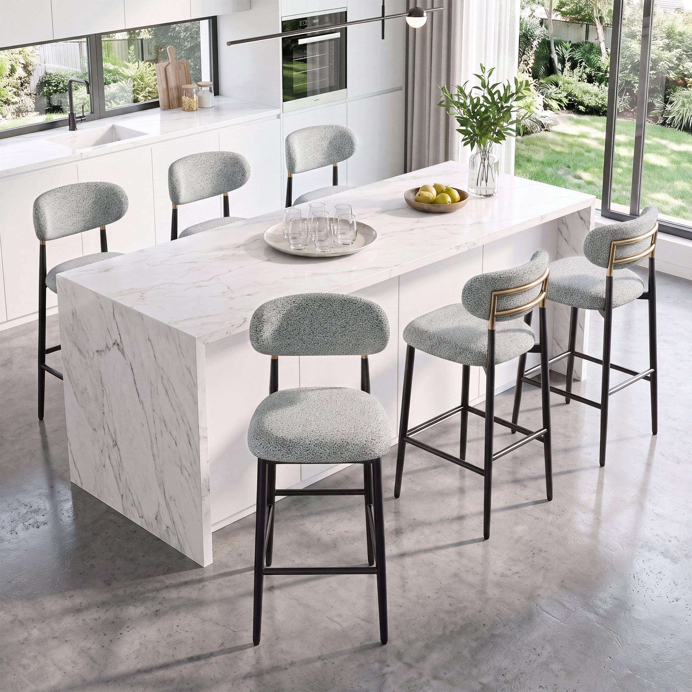AFO 26.7" Upholstered Counter Height Bar Stools, Kitchen Island Stools With Study Metal Frame, Suitable for 35"-40" Table, Modern Counter Chairs for Dining Room