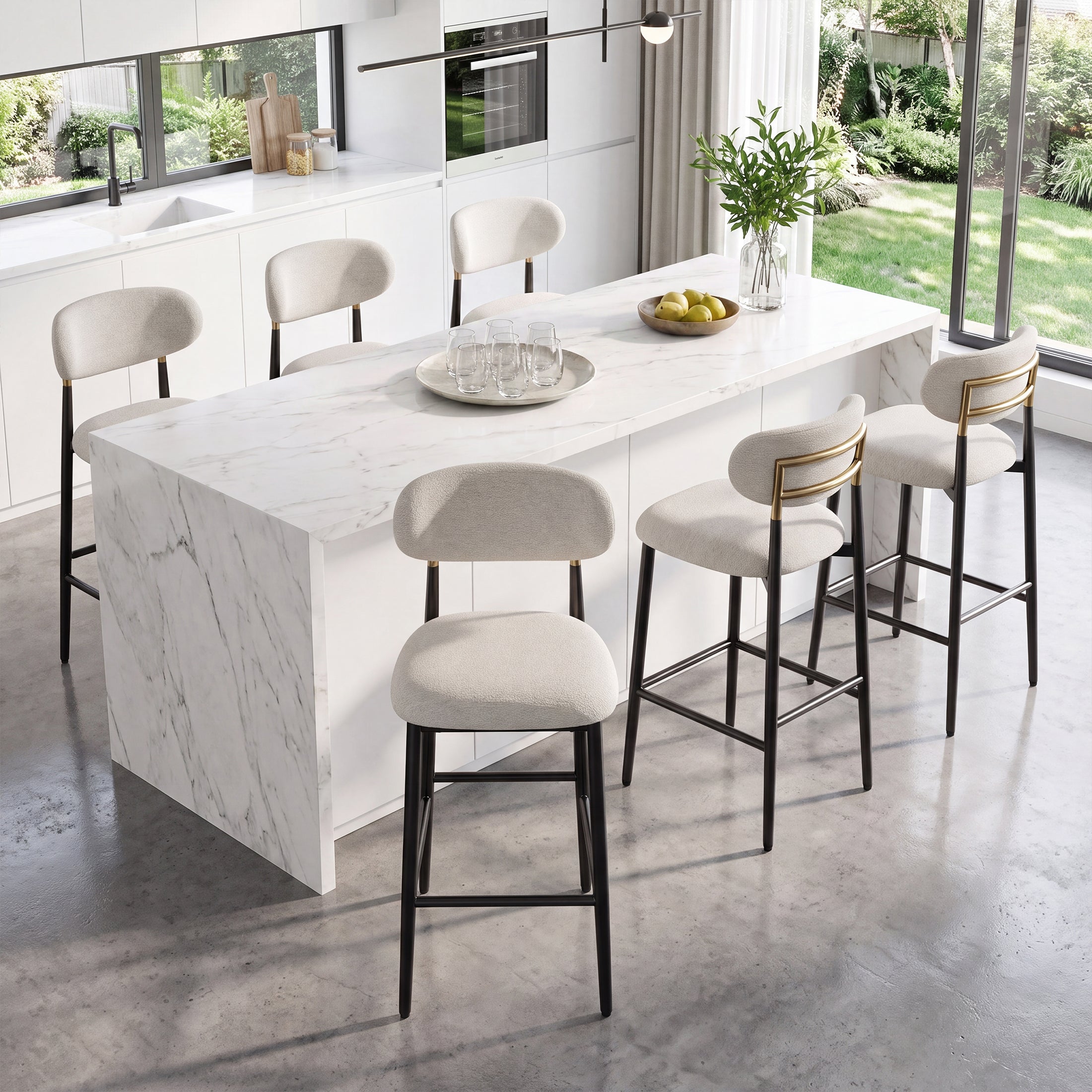 AFO 26.7" Upholstered Counter Height Bar Stools, Kitchen Island Stools With Study Metal Frame, Suitable for 35"-40" Table, Modern Counter Chairs for Dining Room