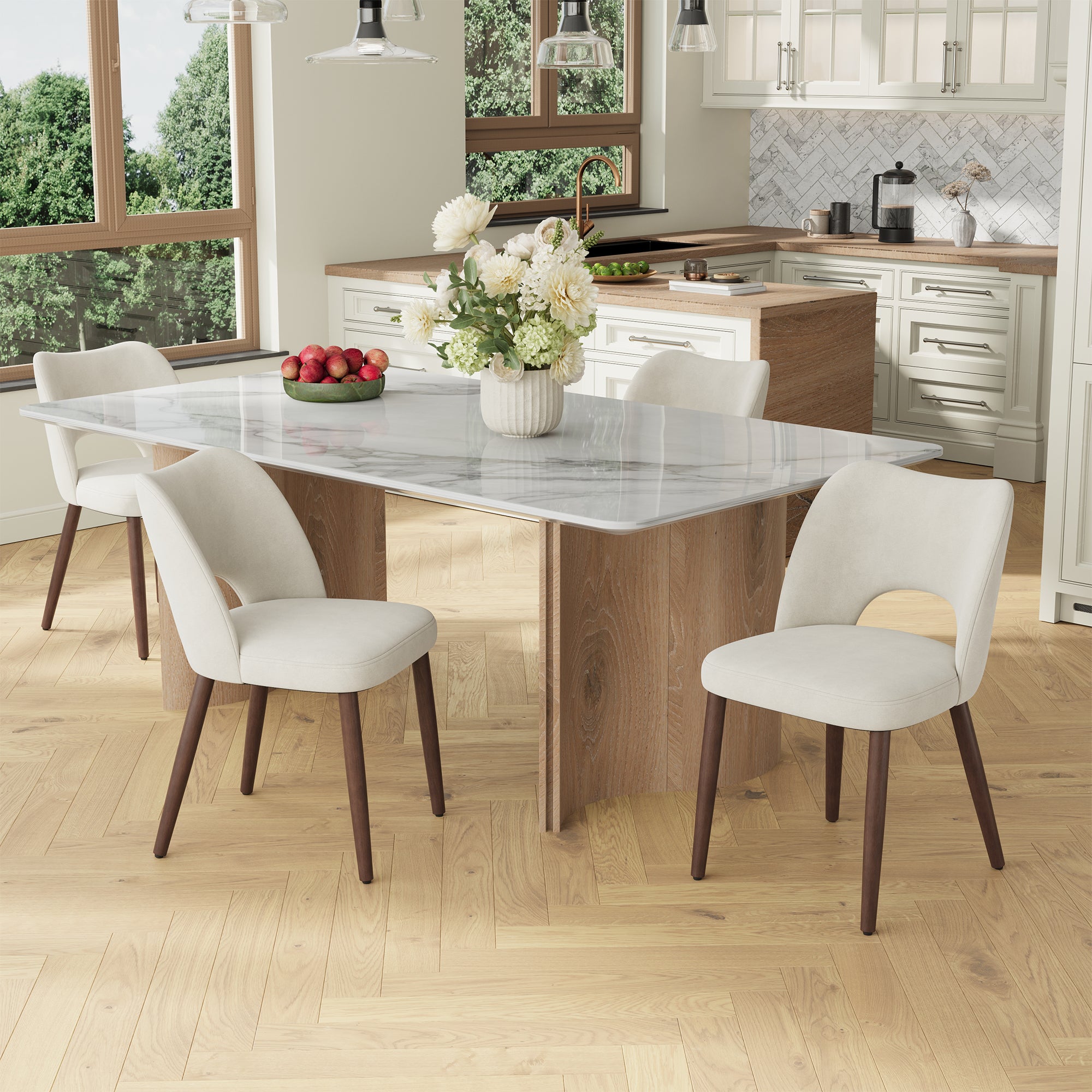 AFO  Modern Fabric/PU Leather Dining Chair