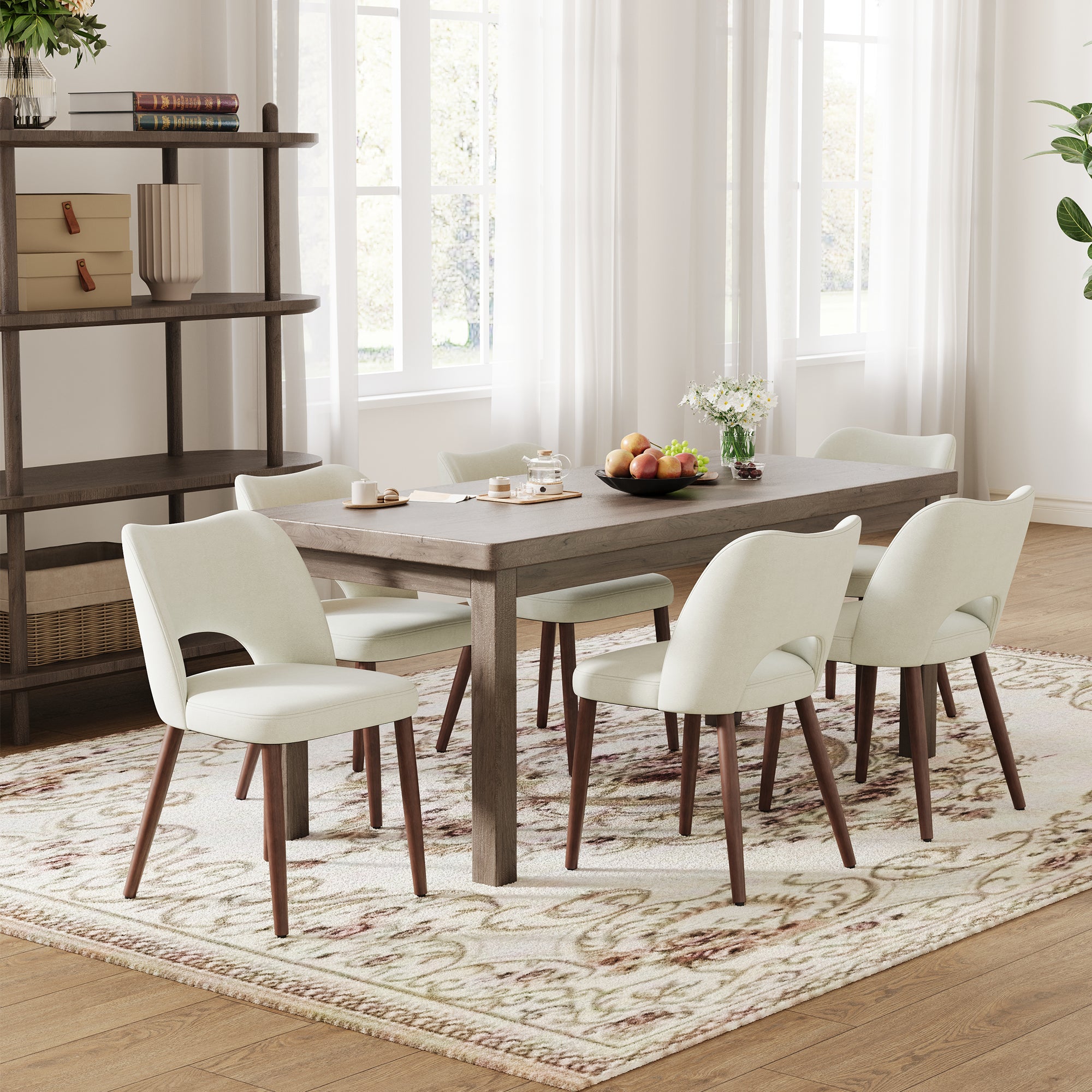 AFO Modern Velvet Dining Chair with Solid Wood Legs, Ergonomic Curved Side Chairs for Dining Room, Cafe and Kitchen