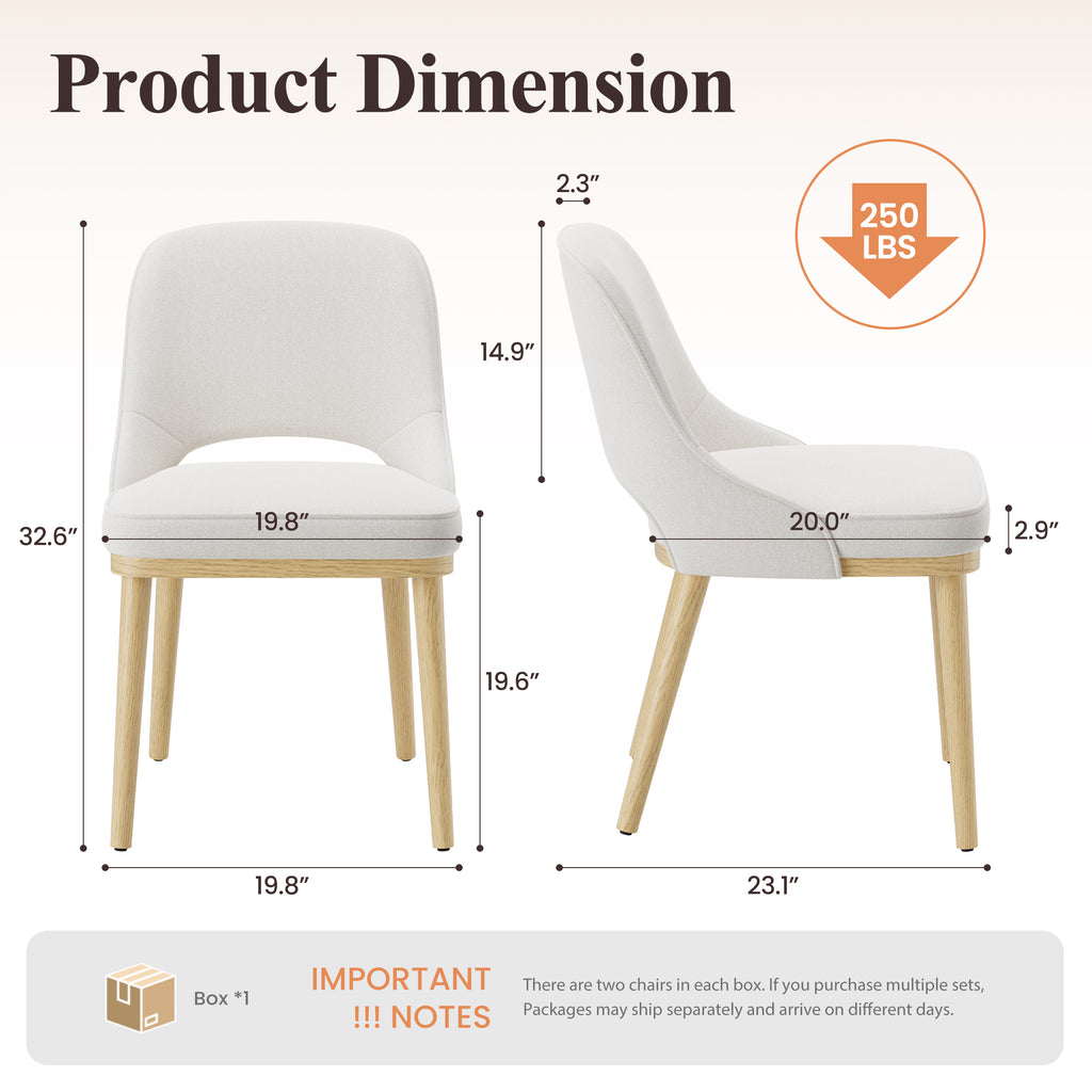 Upholstered Mid-Century Dining Chair, Modern Kitchen Side Chair for Dining Room and Restaurant