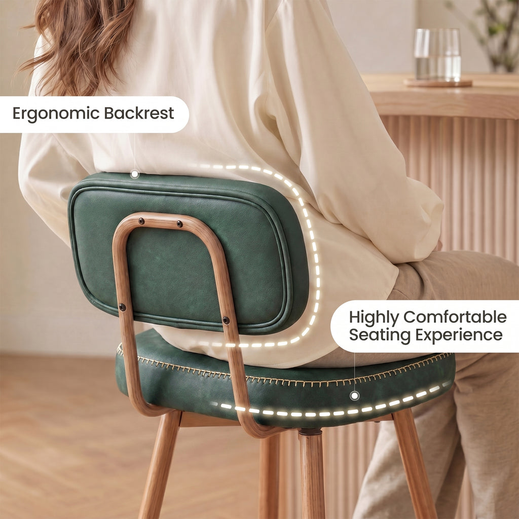 AFO 26.5" Counter Swivel Bar Stool, PU Leather Counter Height Barstools with Ergonomic Backrest