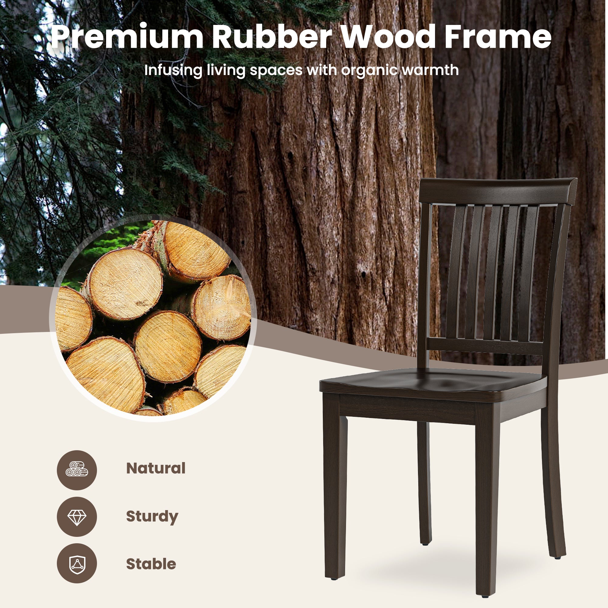 Wooden Windsor Dining Chairs Set of 2,for Kitchen,Dining Room