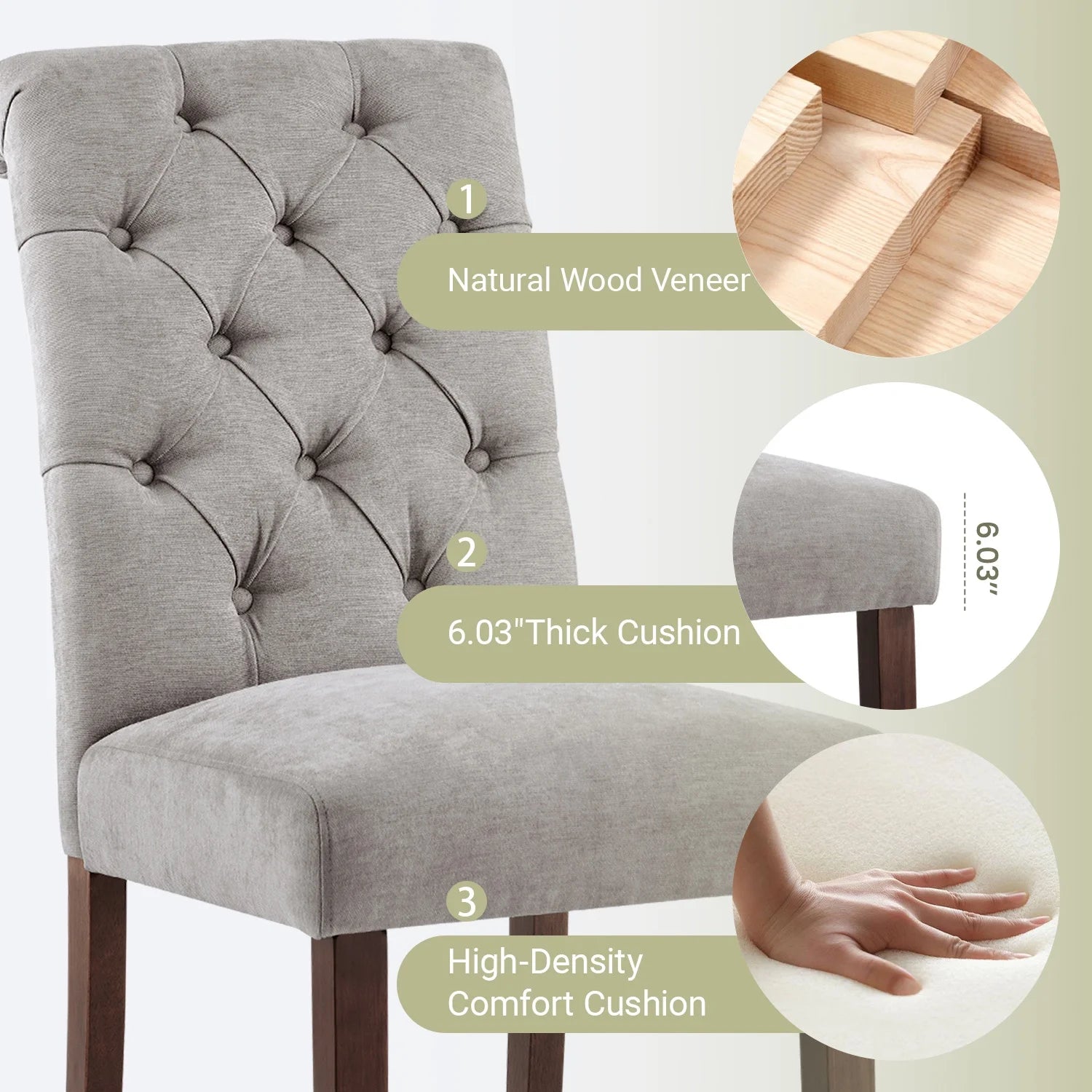 AFO Upholstered Button Tufted High Back Dining Chair