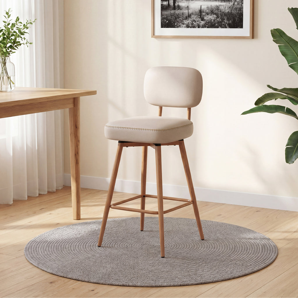 AFO 26.5" Counter Swivel Bar Stool, PU Leather Counter Height Barstools with Ergonomic Backrest