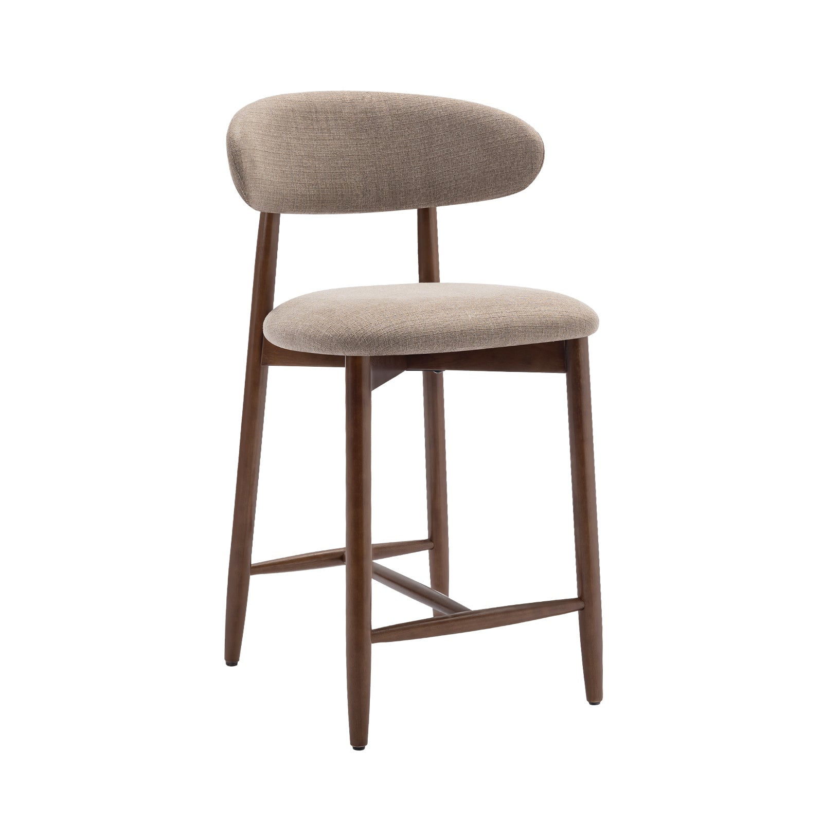 AFO Upholstered Counter Height Bar Stool - Ergonomic Back & Wooden Base