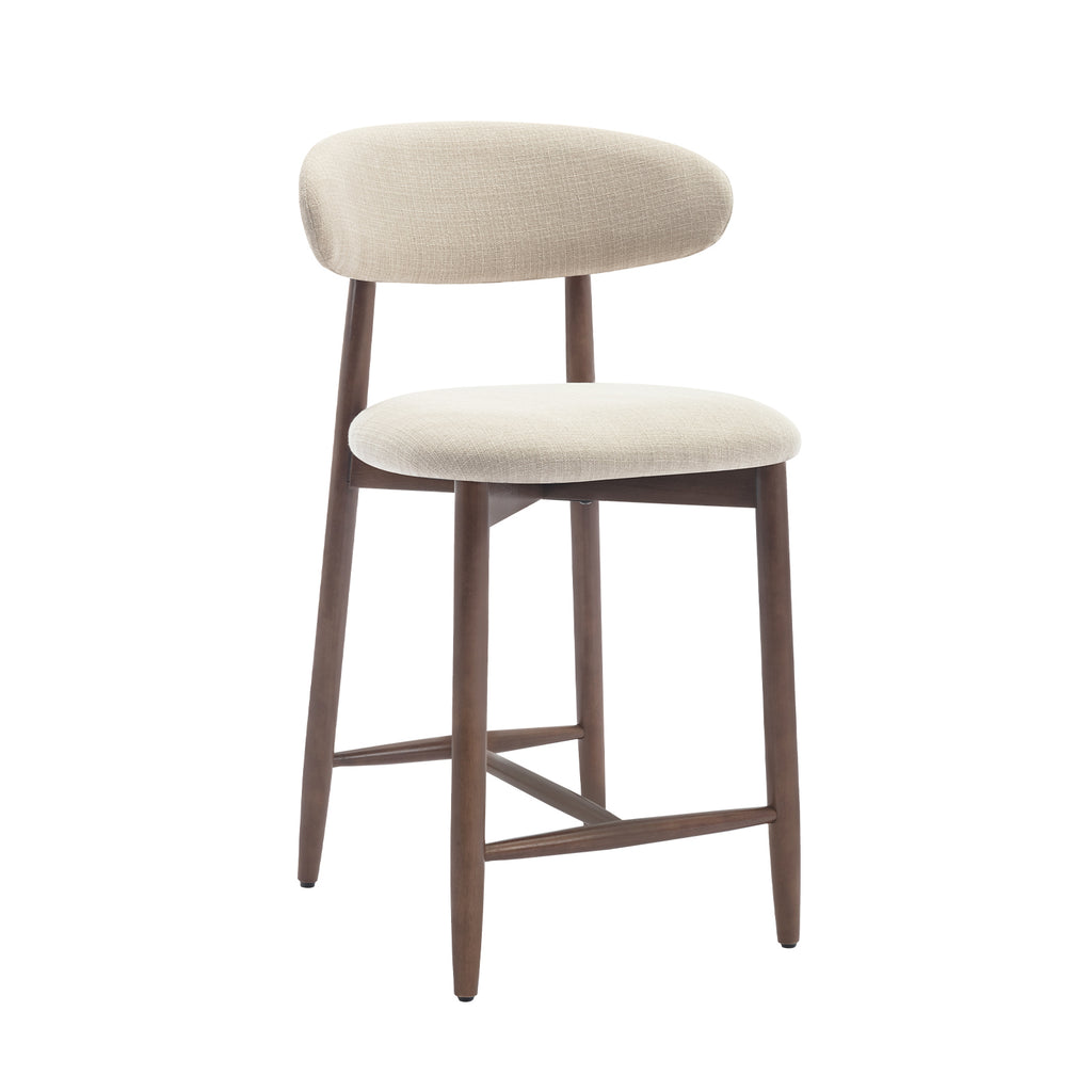 AFO Upholstered Counter Height Bar Stool - Ergonomic Back & Wooden Base
