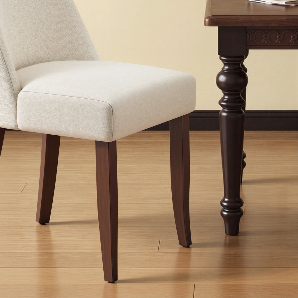 AFO Upholstered Fabric Dining Chairs with Solid Wood Legs & Padded Seat, Wood Mid Century Side Chairs for Kitchen Desk, Dining Room and Restaurant