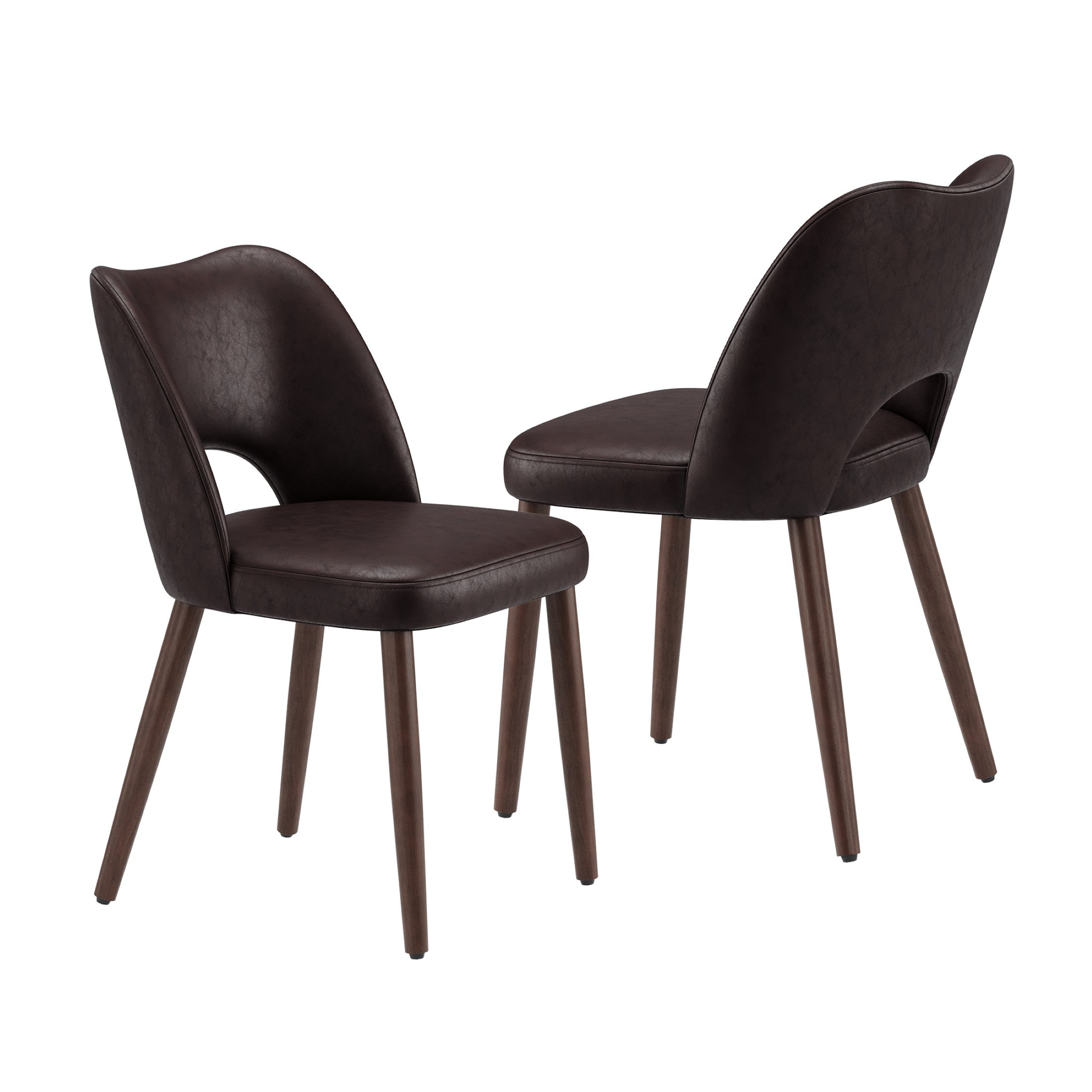 AFO Faux Leather Dining Chairs, Ergonomic Curved Kitchen Side Chairs with Solid Wood Legs, For Dining Room, Living Room, Cafe & Kitchen