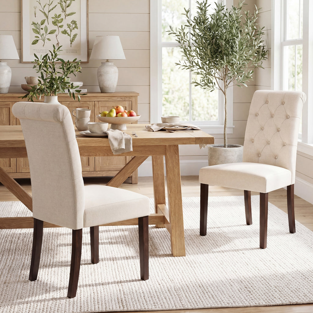 AFO Upholstered Button Tufted High Back Dining Chair