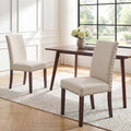 AFO Mid-Century Dining Chairs with Rivet Trim & Solid Wood Legs, Upholstered Kitchen Side Chairs with High Back Seat, For Dining Room, Kitchen and Café
