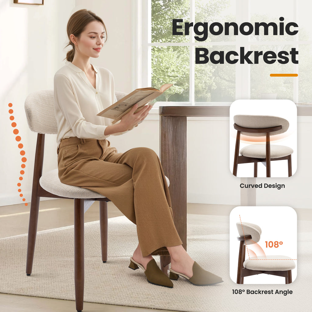 AFO Upholstered Dining Chairs – Fabric Seat, Solid Wood Frame