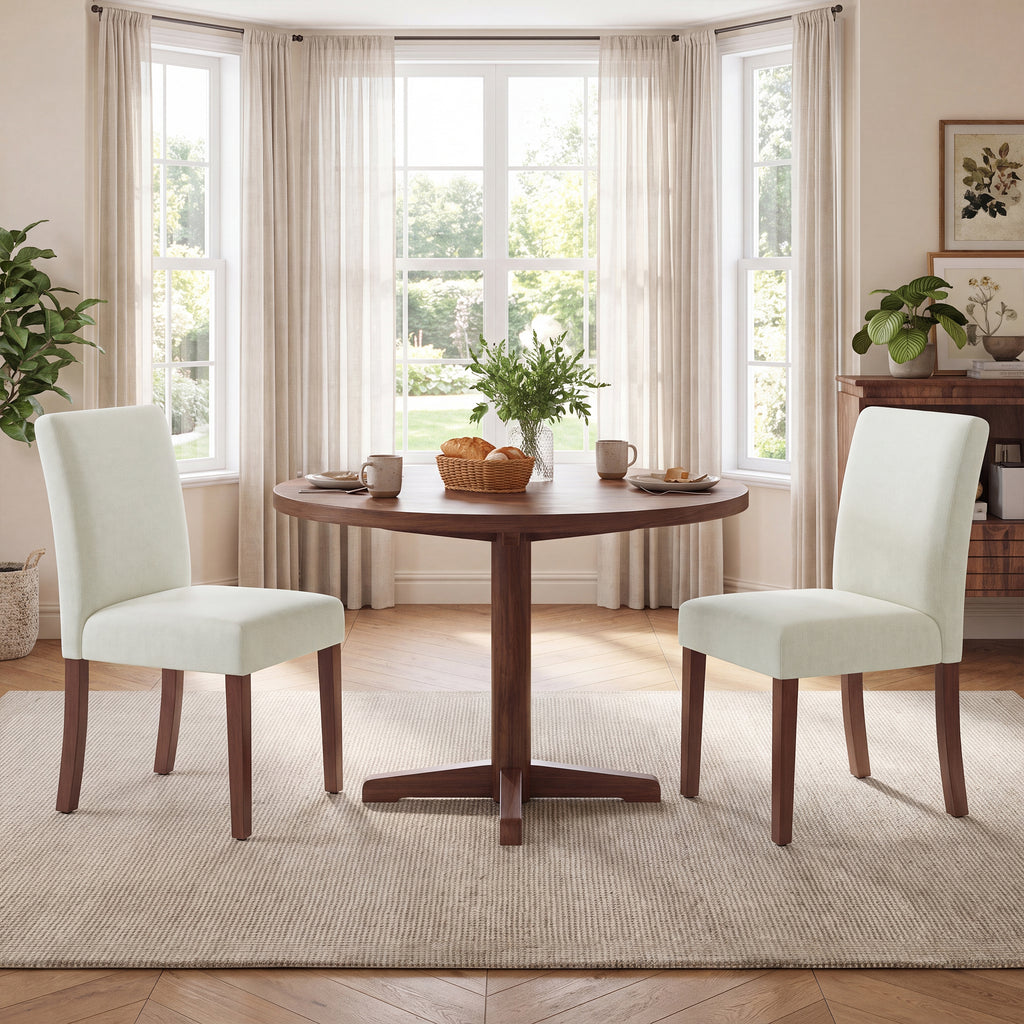 AFO Upholstered Fabric Dining Chairs with Wood Legs, Modern Parsons Dining Chairs with High Back Padded