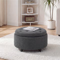 AFO 3-in-1 Round Fabric Storage Ottoman 25"x25"