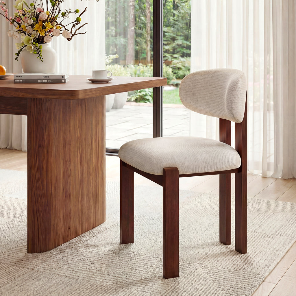AFO Upholstered Dining Chairs with Wooden Legs