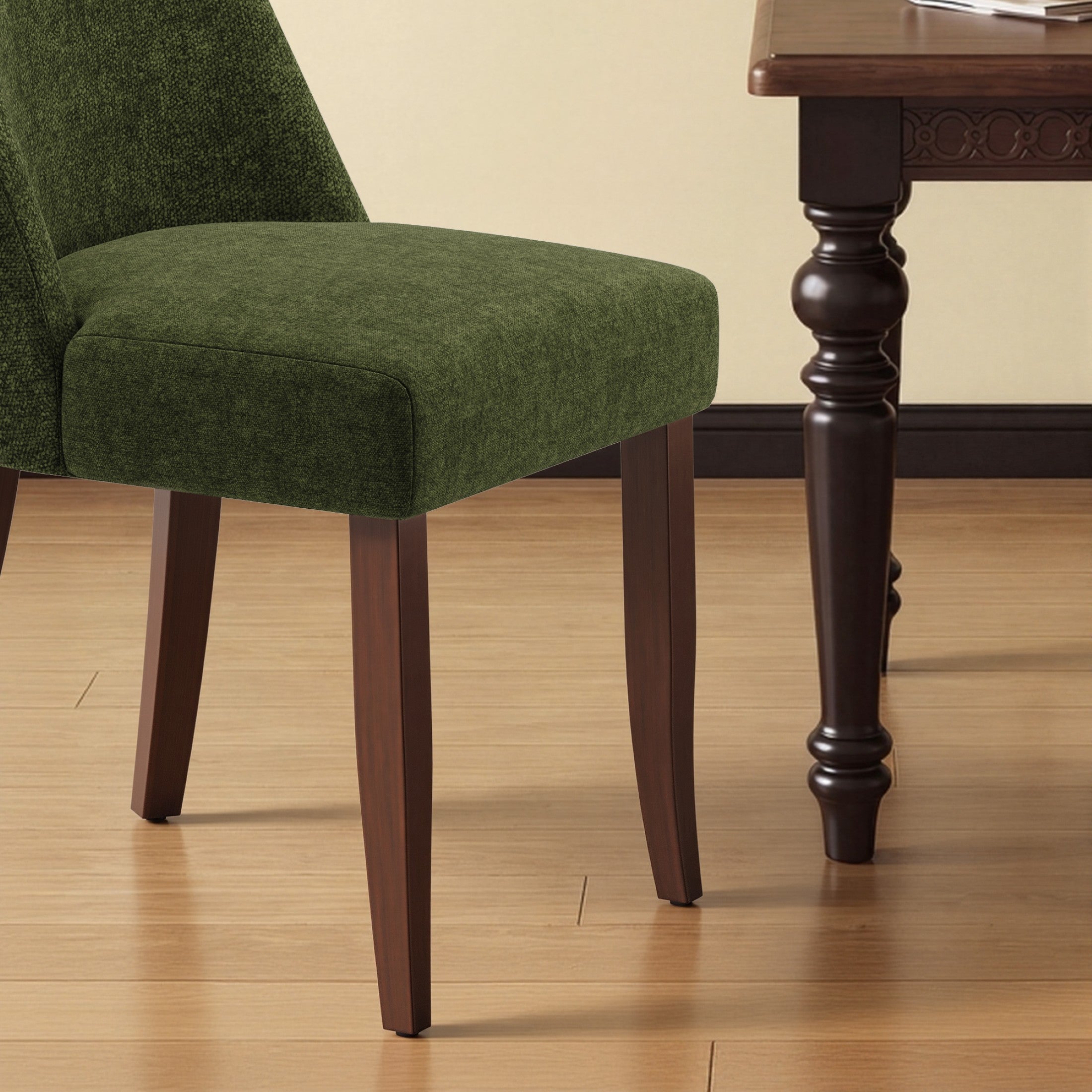 AFO Upholstered Fabric Dining Chairs with Solid Wood Legs & Padded Seat, Wood Mid Century Side Chairs for Kitchen Desk, Dining Room and Restaurant