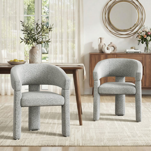 AFO Modern Chenille Dining Chair with Solid Wood Legs & Ergonomic Back