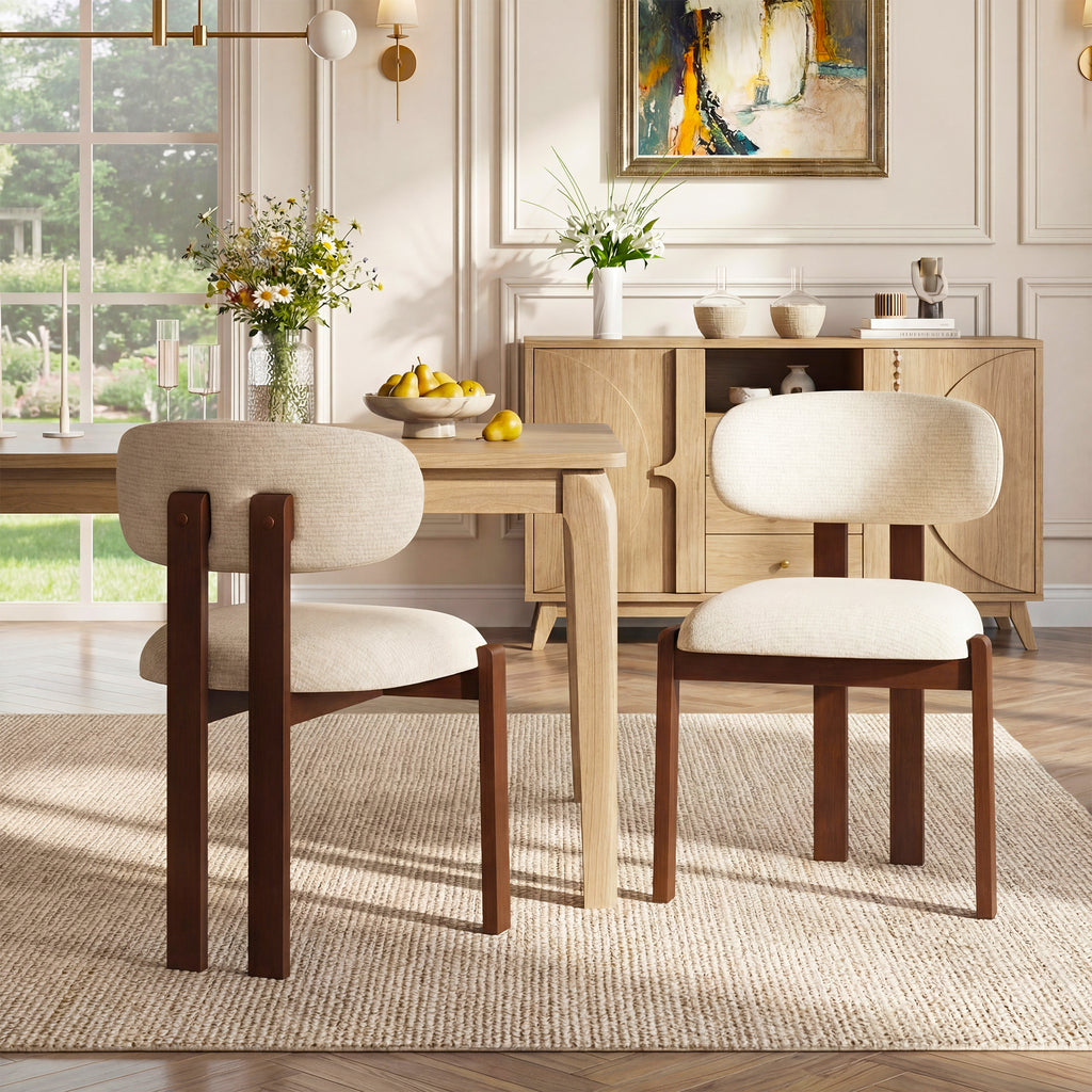 AFO Upholstered Dining Chairs with Wooden Legs