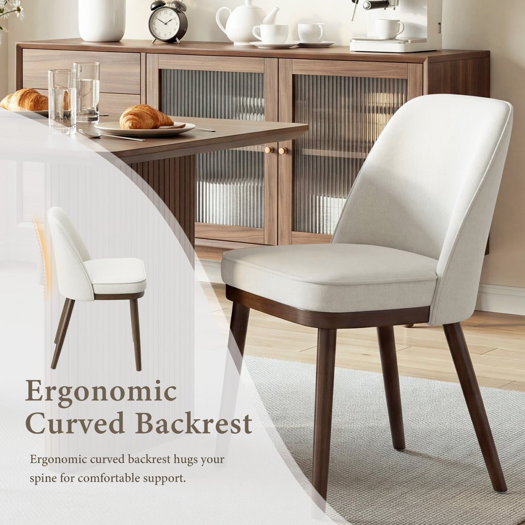 AFO Modern Dining Chairs, Upholstered Fabric Dining Room Chairs with High-Rebound Seat & Curved Backrest