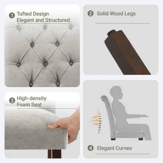 AFO Upholstered Button Tufted High Back Dining Chair