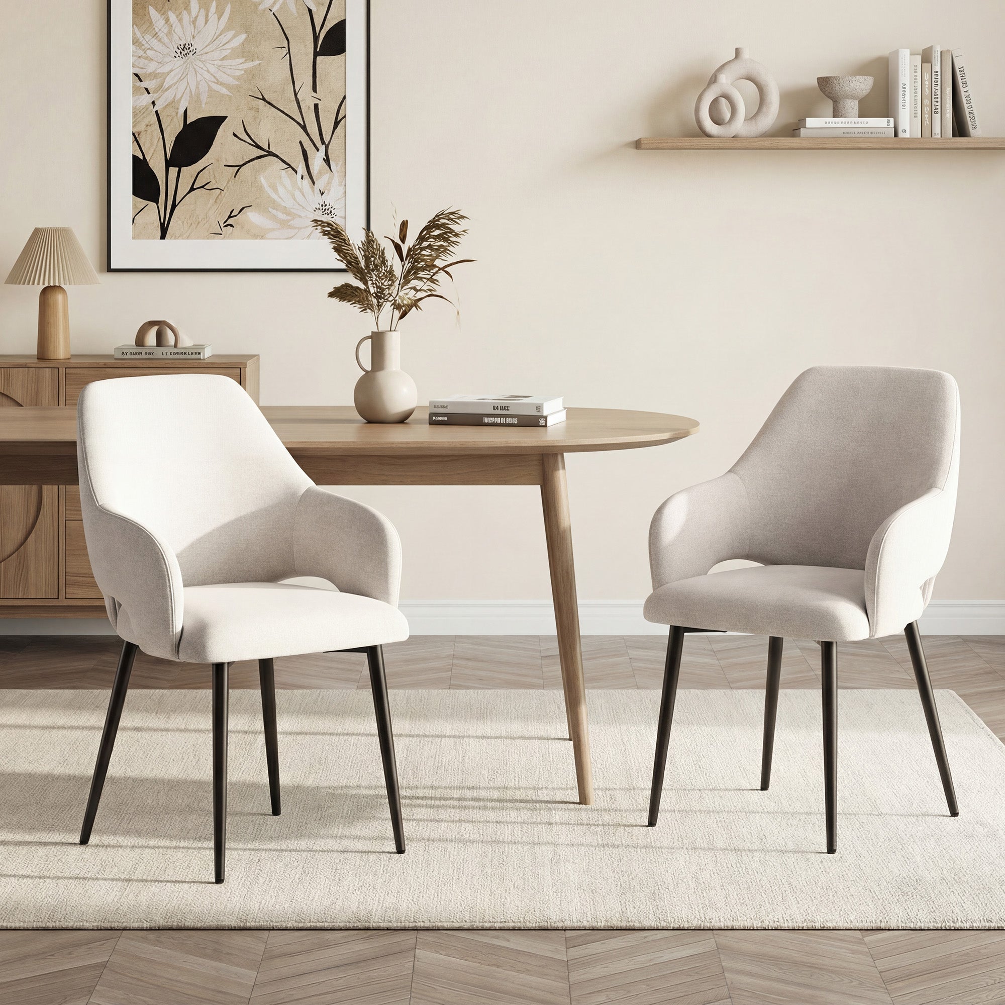 AFO Modern Chenille Dining Chair with Metal Legs & Ergonomic Back