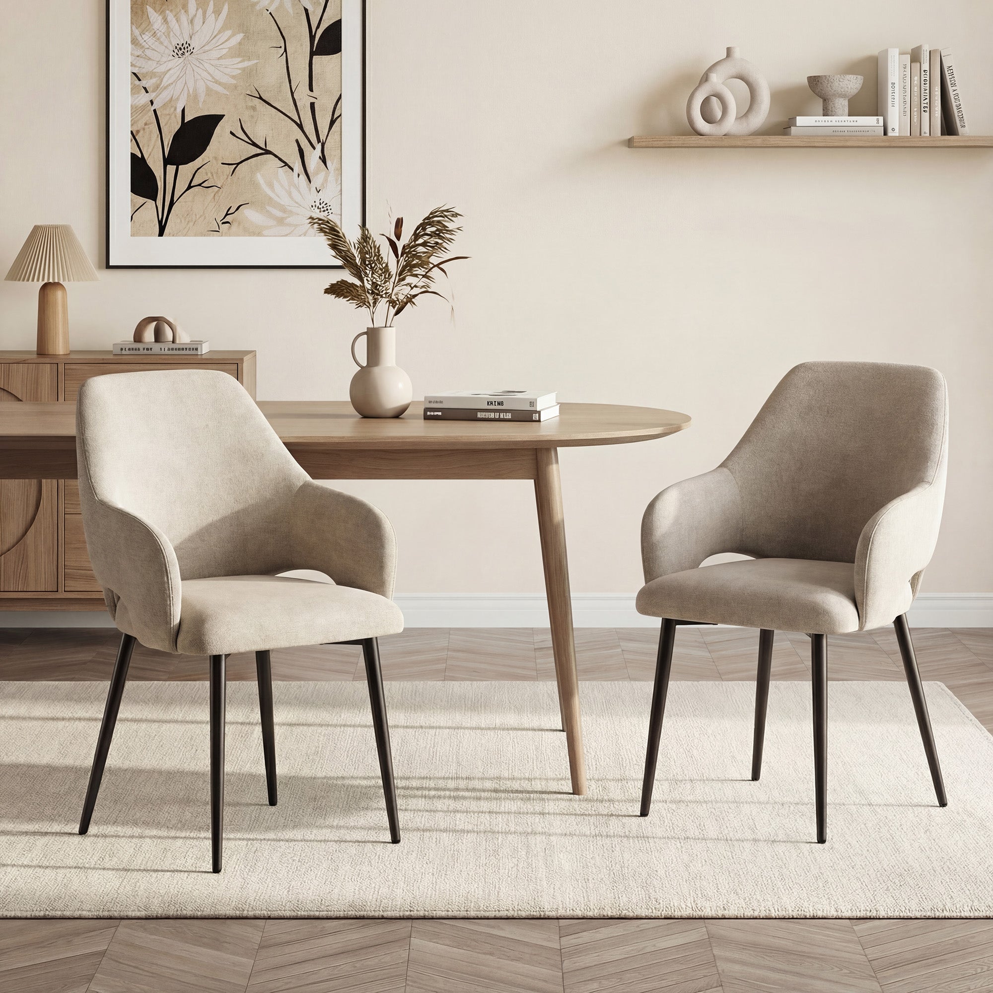 AFO Modern Chenille Dining Chair with Metal Legs & Ergonomic Back