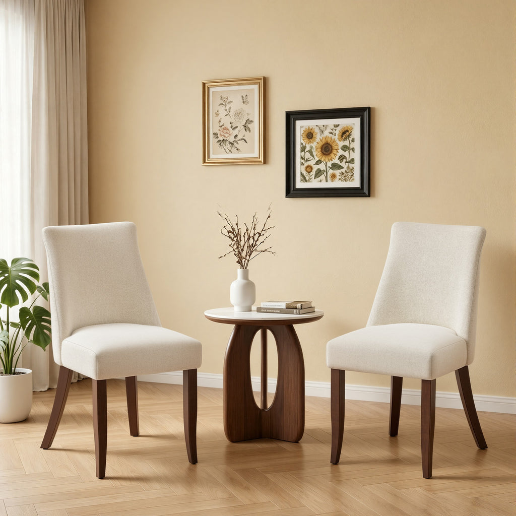 AFO Upholstered Fabric Dining Chairs with Solid Wood Legs & Padded Seat, Wood Mid Century Side Chairs for Kitchen Desk, Dining Room and Restaurant