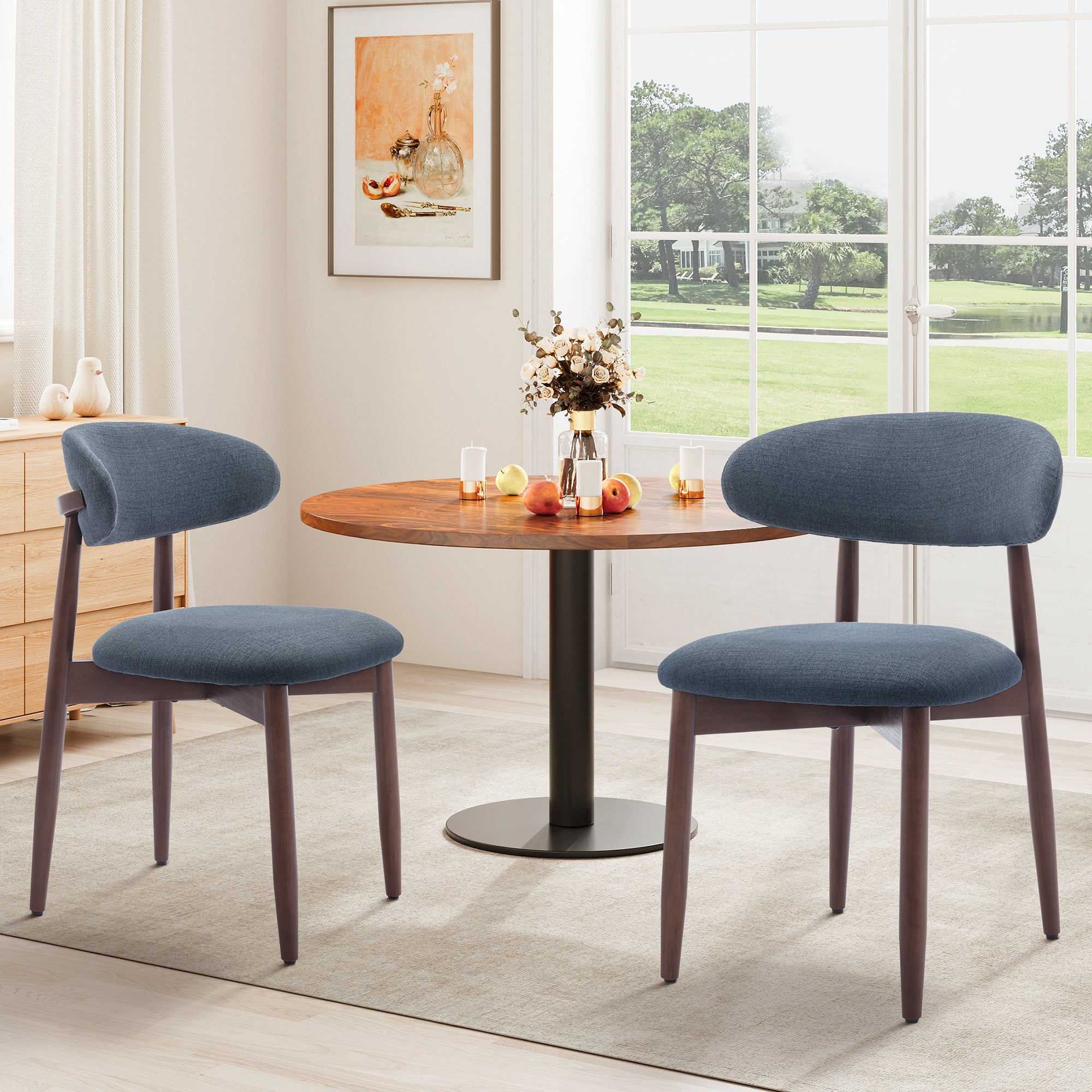AFO Upholstered Dining Chairs – Fabric Seat, Solid Wood Frame