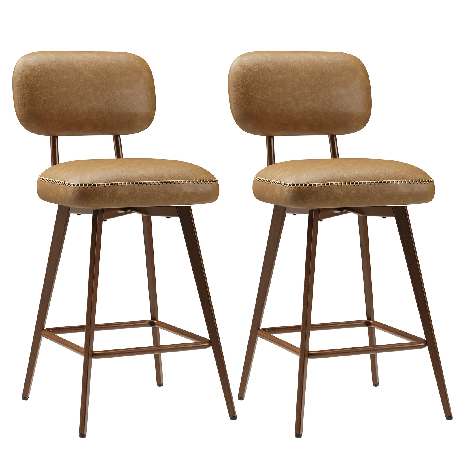 Swivel Faux Leather Counter Height Bar Stools for Kitchen Island, Café