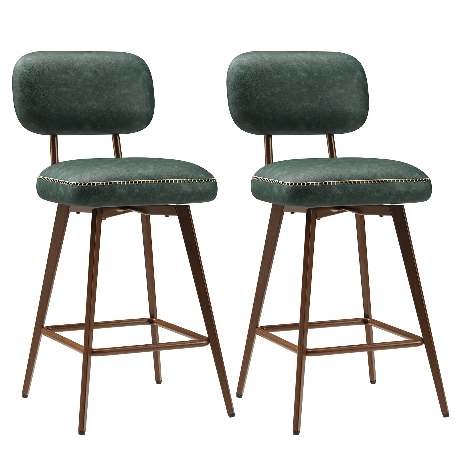 Swivel Faux Leather Counter Height Bar Stools for Kitchen Island, Café