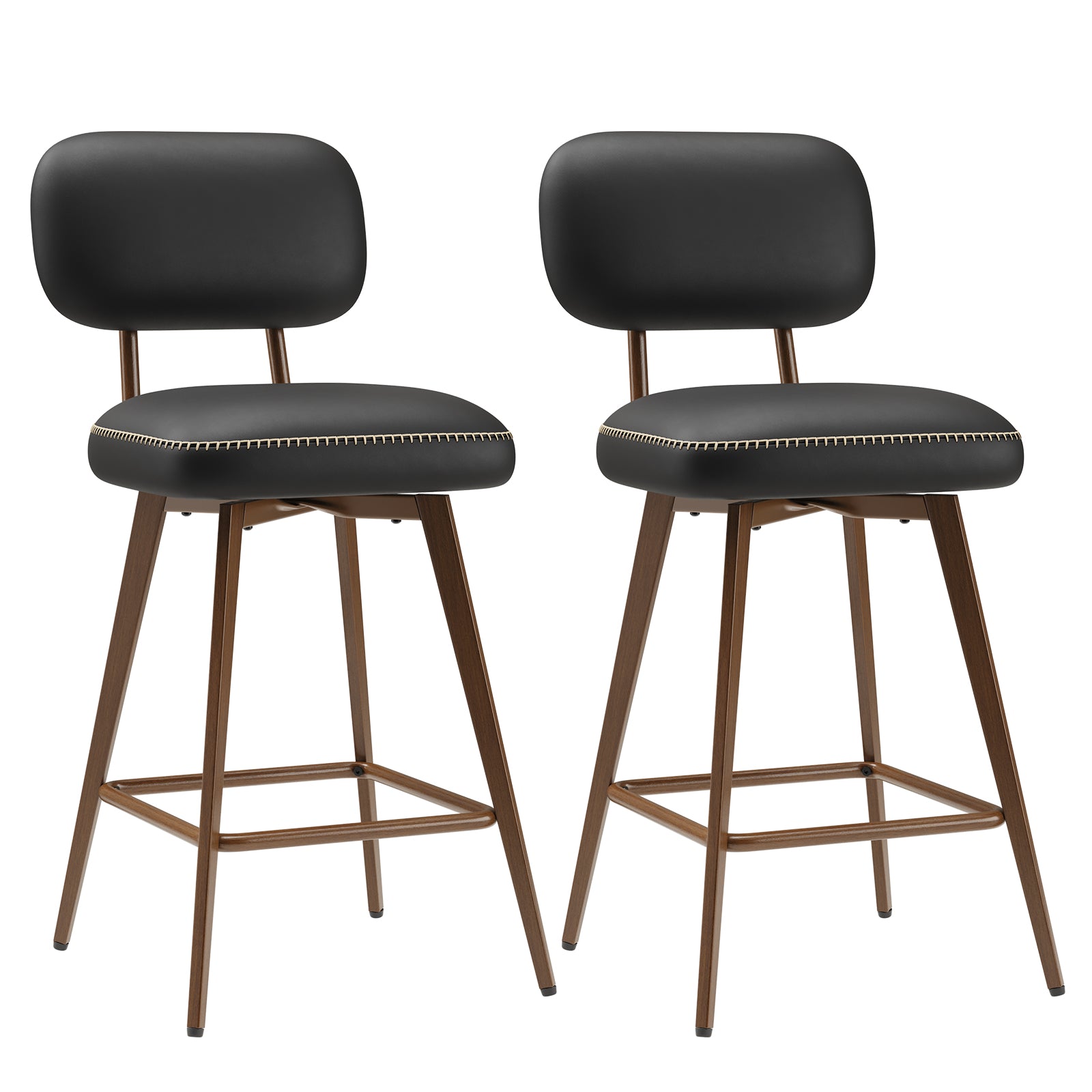 Swivel Faux Leather Counter Height Bar Stools for Kitchen Island, Café
