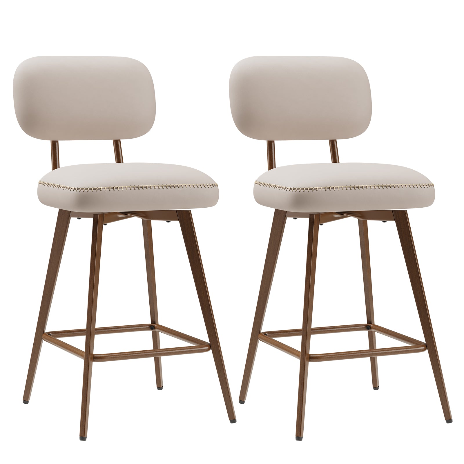 Swivel Faux Leather Counter Height Bar Stools for Kitchen Island, Café