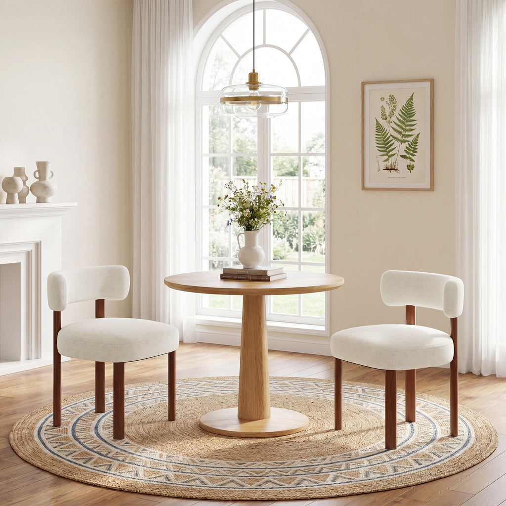 AFO Upholstered Dining Chairs with Solid Wood Legs, Mid-Century Modern Fabric Kitchen Chairs